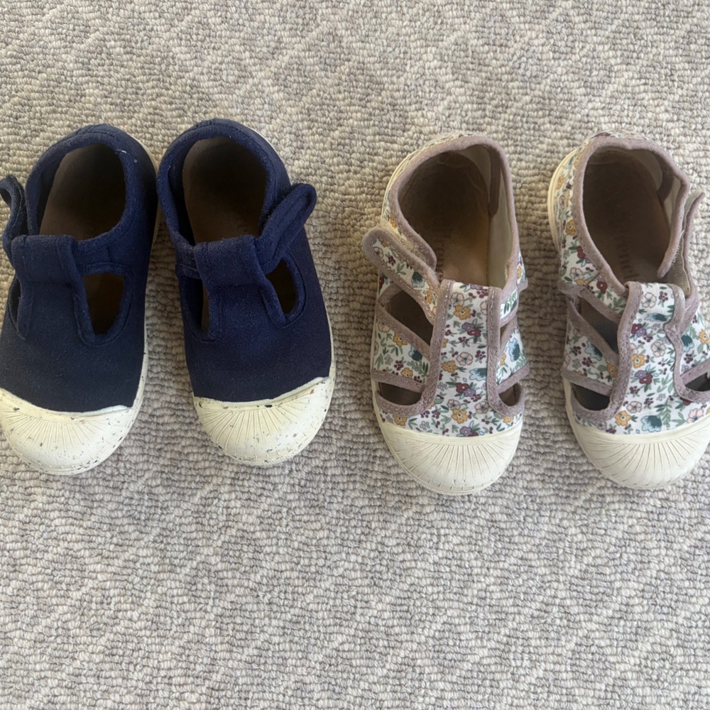 Navy and Floral Kids Sneakers